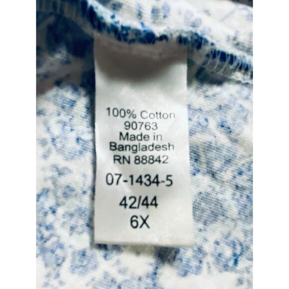 Woman Within Blue & White Short Sleeve Floral Tunic V Neck 6X (42/44) - Picture 3 of 10
